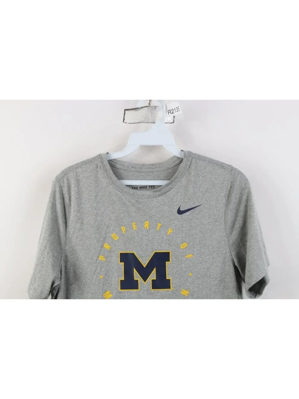 Nike Womens XL Athletic Cut University of Michigan Short Sleeve T-Shirt Gray